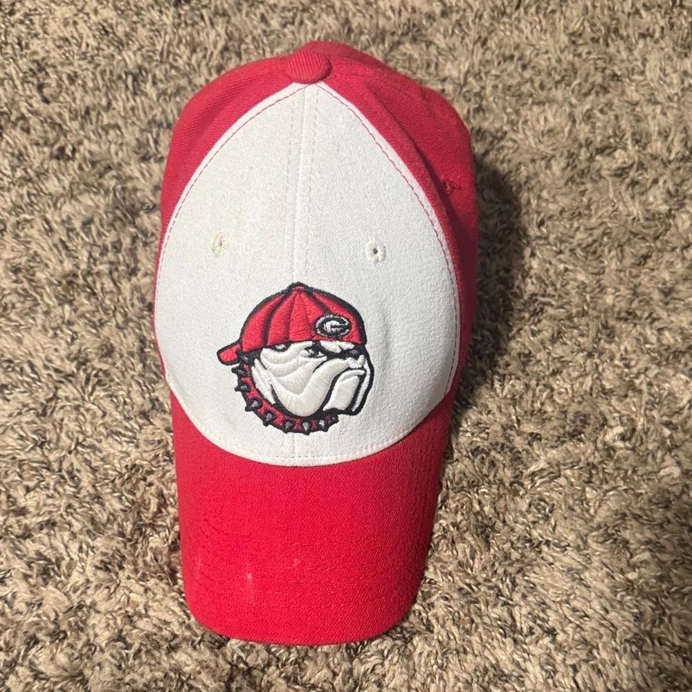 Red and White Georgia Bulldog Cap